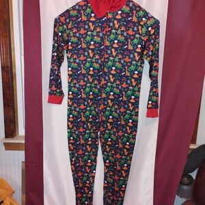Men's Colorful Dinosaur Print Footed Pajamas